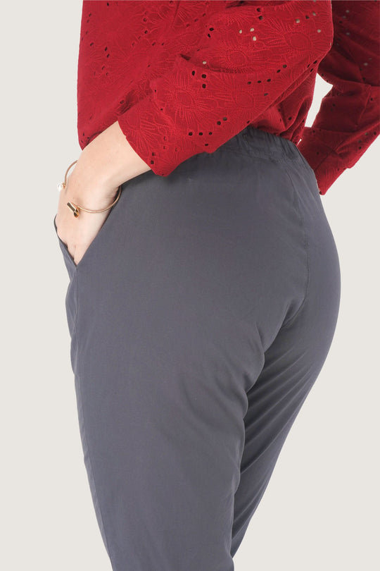 Closet Staples Mid Waist Cropped Trousers With Elastic Waistband