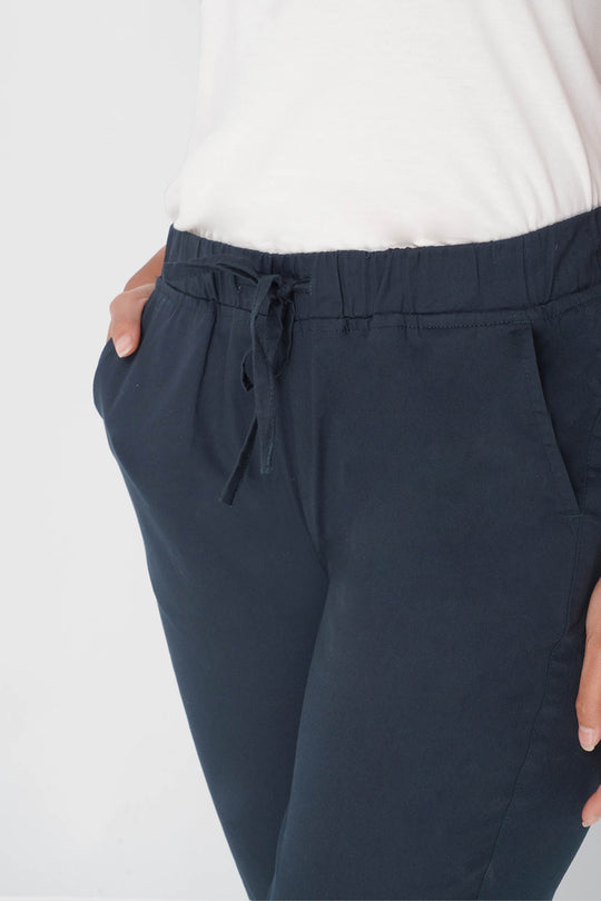 Closet Staples Mid Waist Cropped Trousers With Elastic Waistband