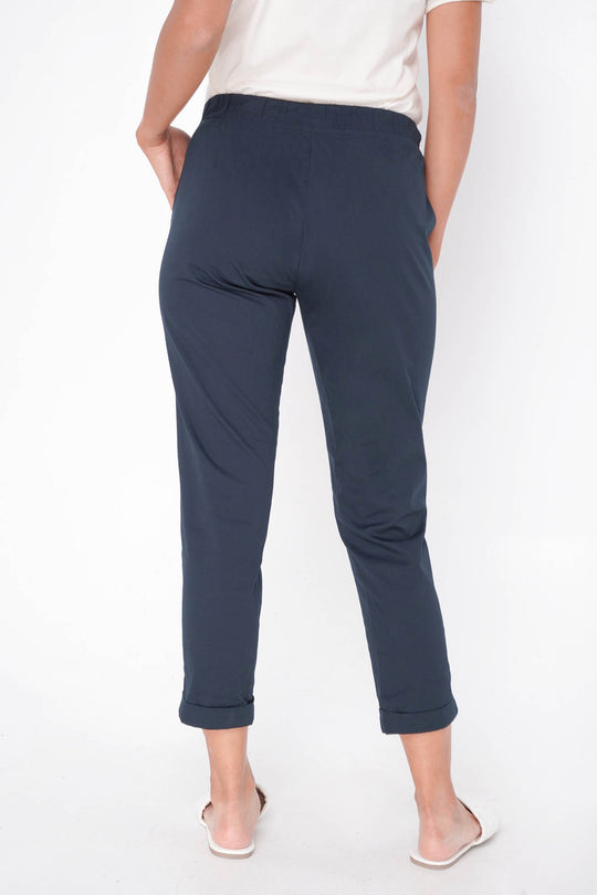 Closet Staples Mid Waist Cropped Trousers With Elastic Waistband