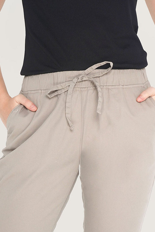 Closet Staples Mid Waist Cropped Trousers With Elastic Waistband