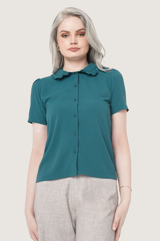 Lace Collar Button Down Shirt