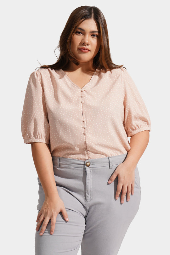 Polka Dot V-Neck Top