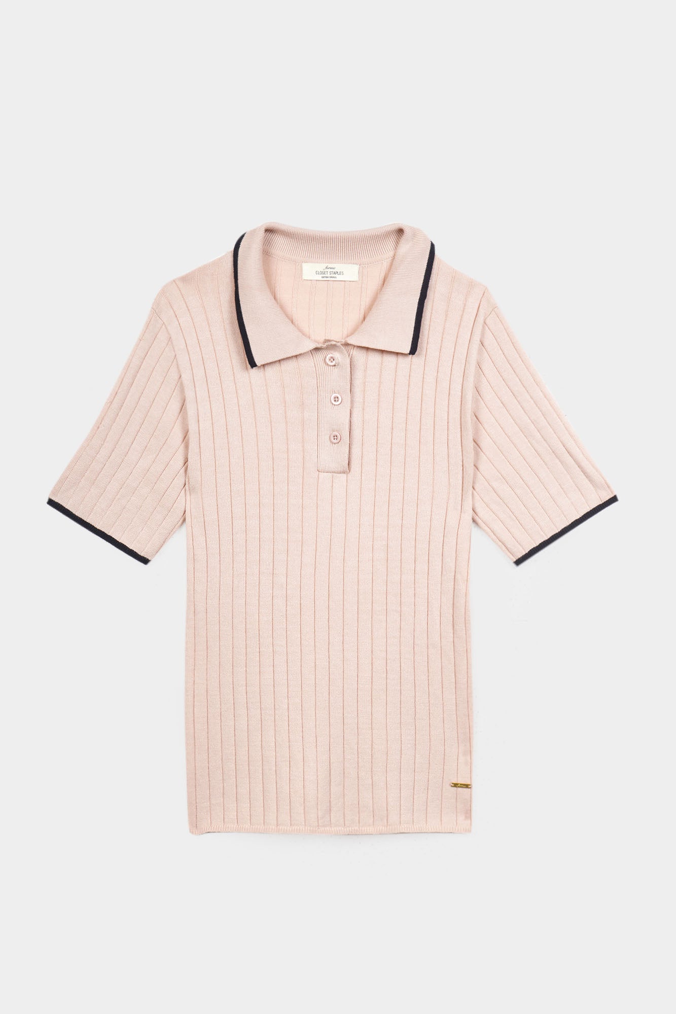 Closet Staples Collared Flat Knit Tee with Contrast Detail