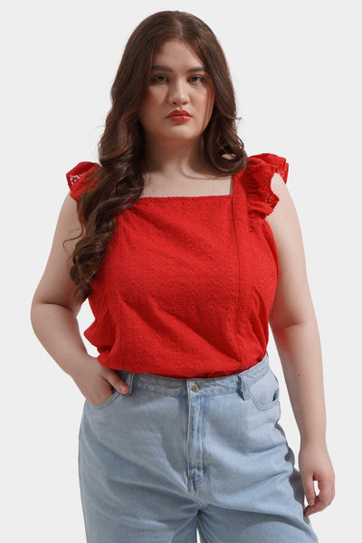 Eyelet Flare Sleeves Top