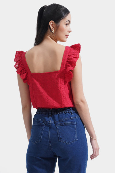 Eyelet Flare Sleeves Top