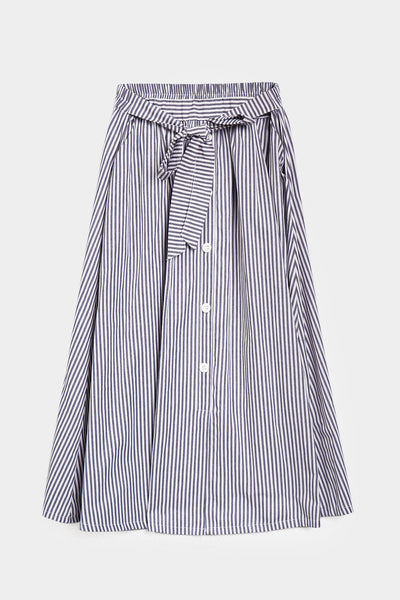 Striped Tie Waist Midi Skirt