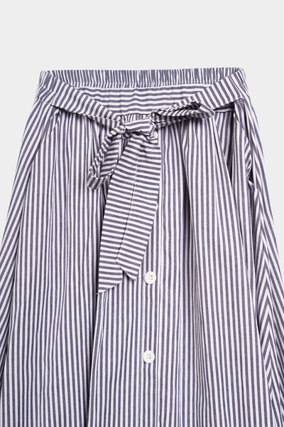 Striped Tie Waist Midi Skirt