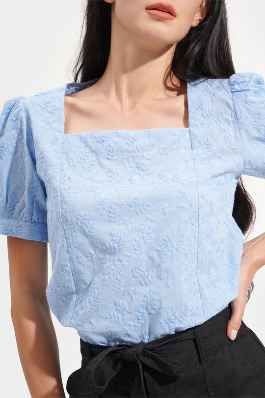 Jacquard Button Down Top