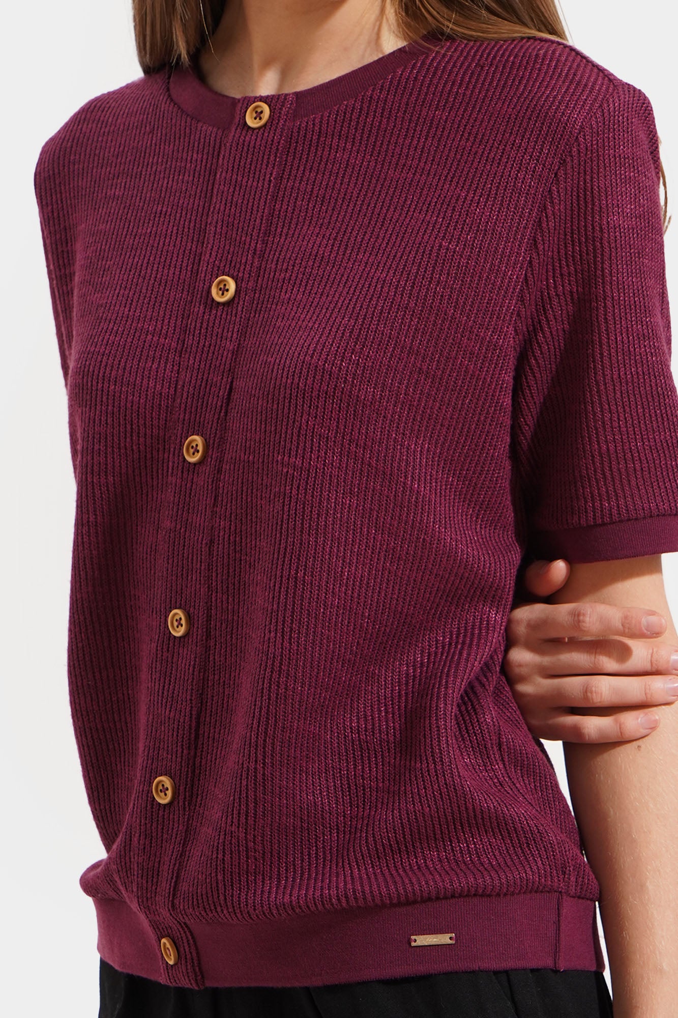 Closet Staples Round Neck Button Down Tee
