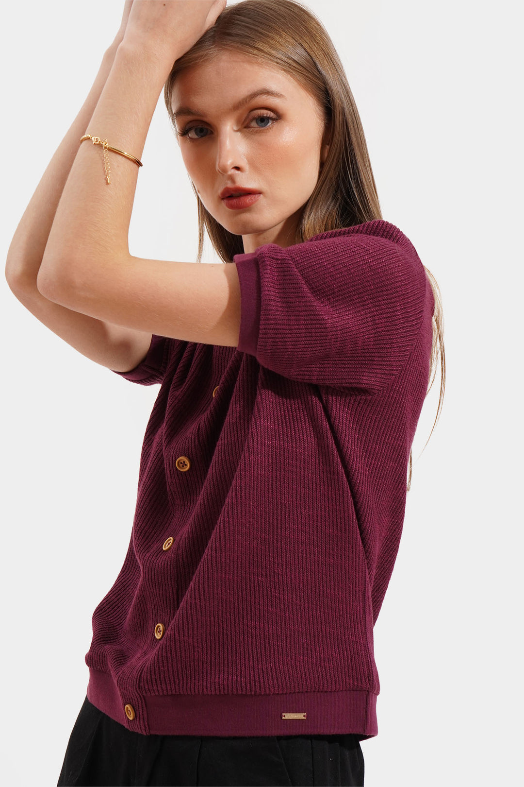 Closet Staples Round Neck Button Down Tee