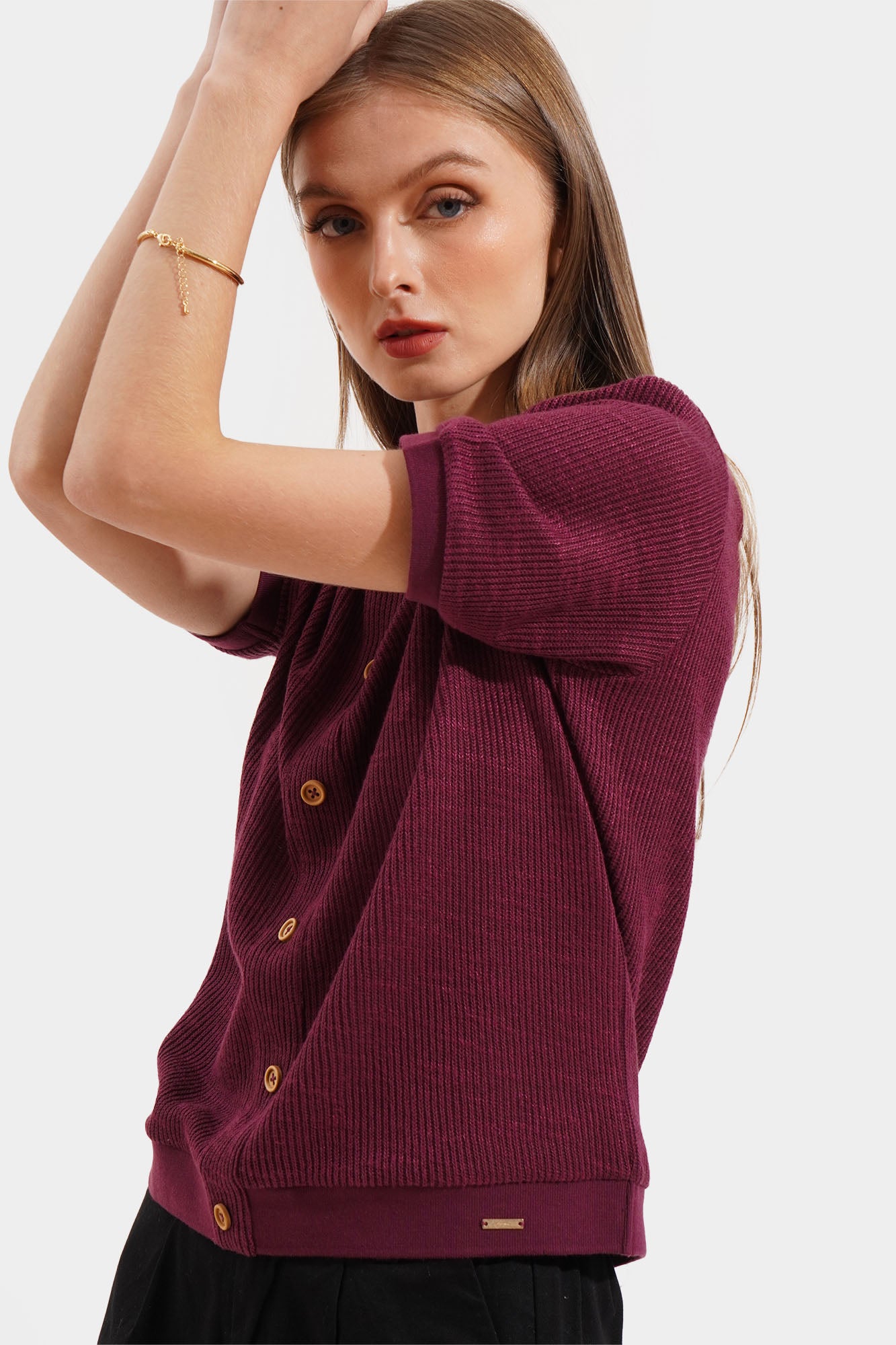 Closet Staples Round Neck Button Down Tee