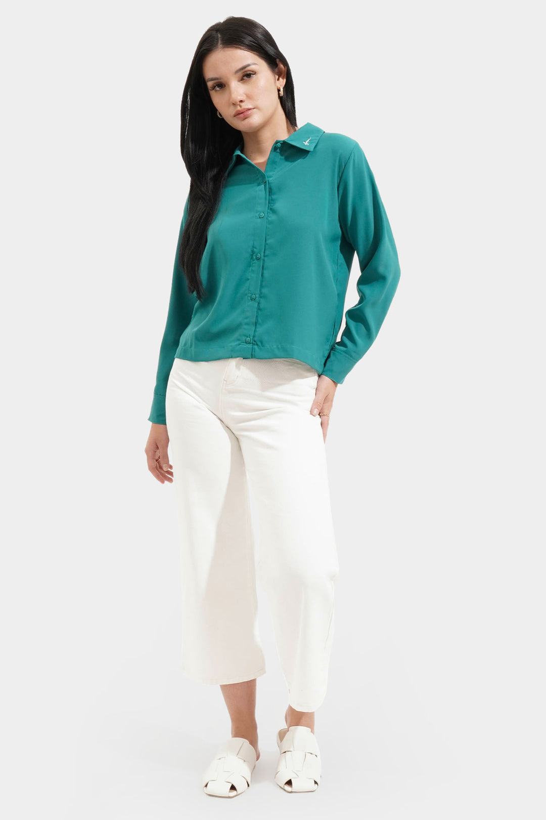 Closet Staples Poplin Button Down Shirt with Logo Embroidery Detail
