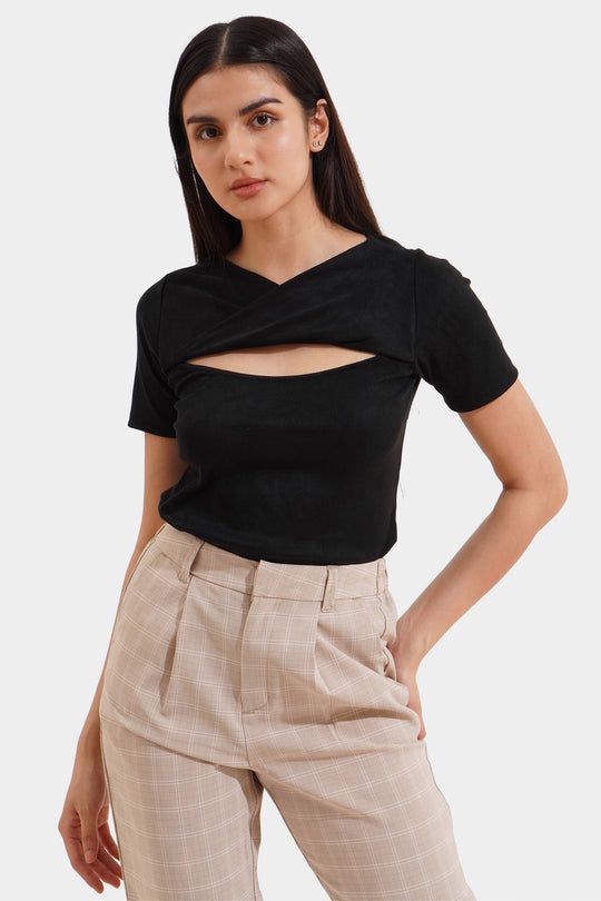 Twist Front Ribbed Tee