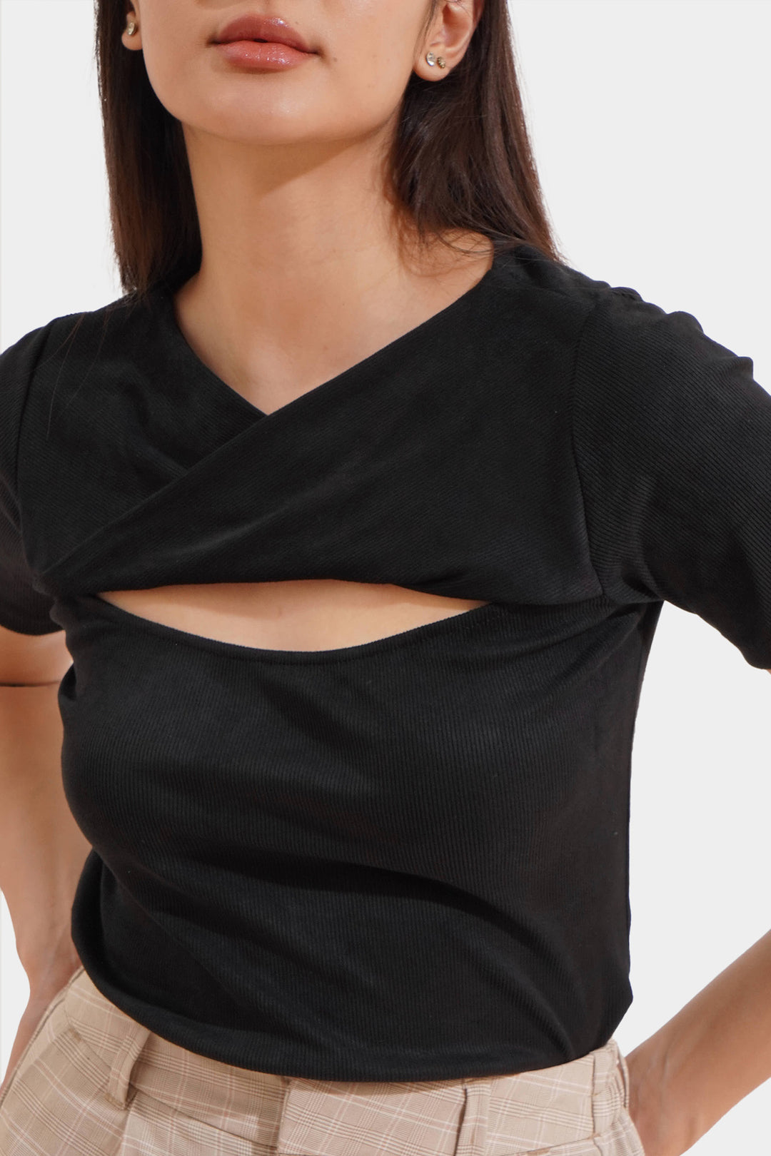 Twist Front Ribbed Tee