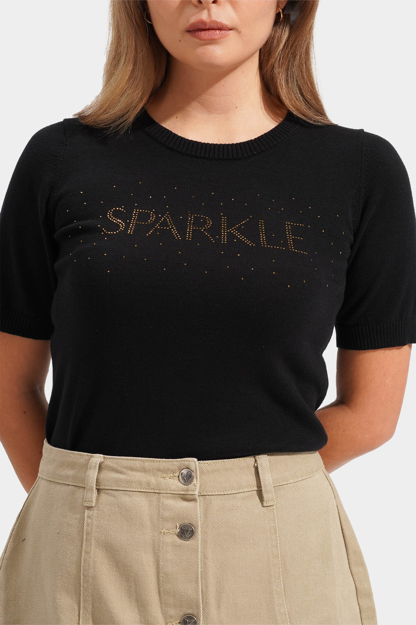 Sparkle Flat Knit Graphic Tee