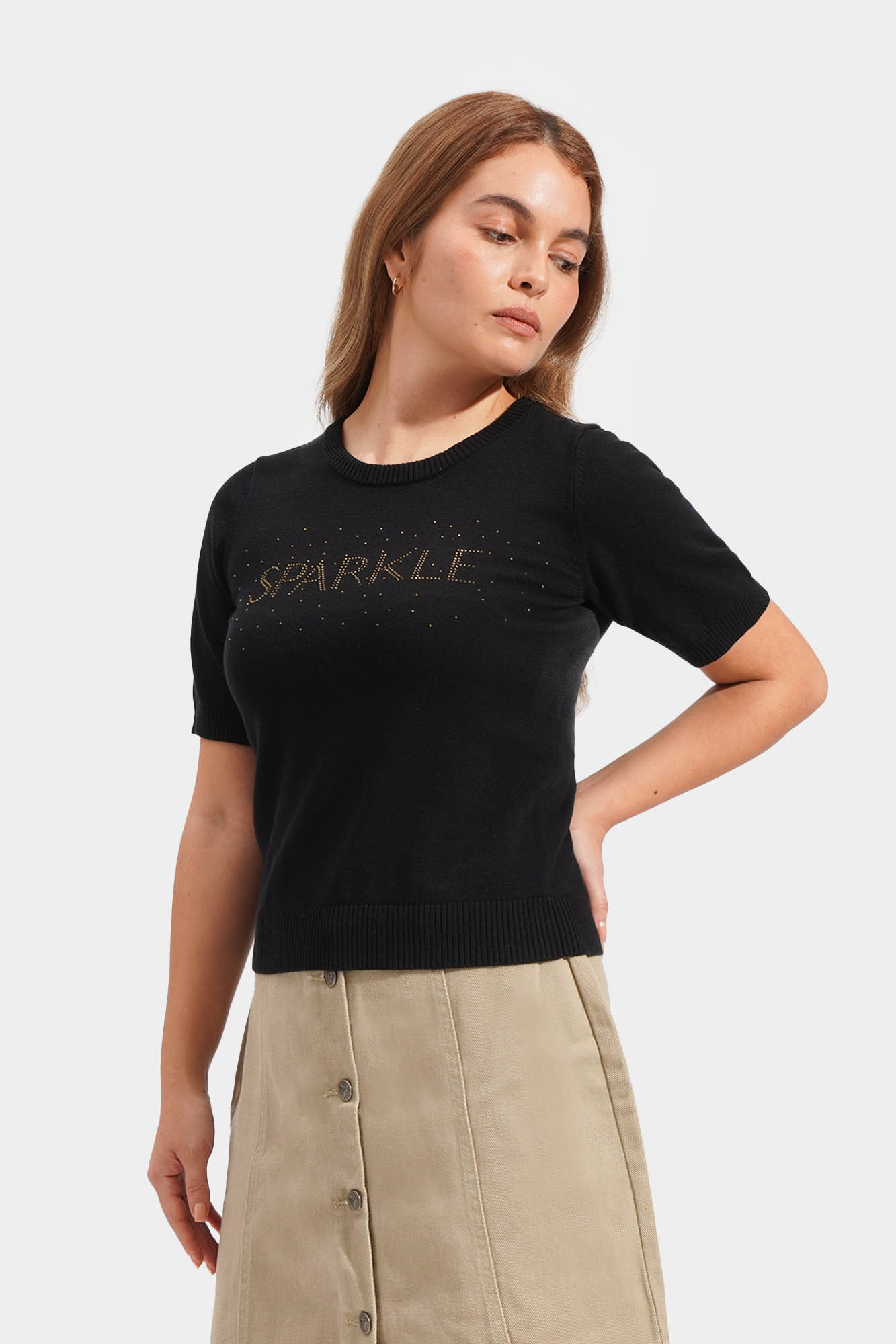 Sparkle Flat Knit Graphic Tee