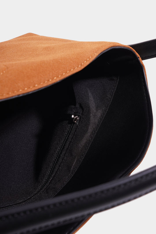Two Tone Suede Hand Bag