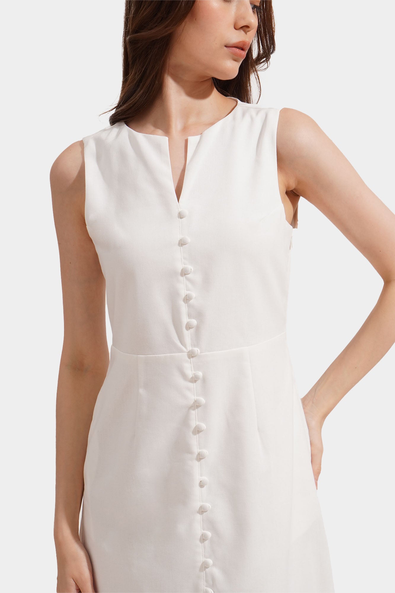 Button Front A Line Maxi Dress