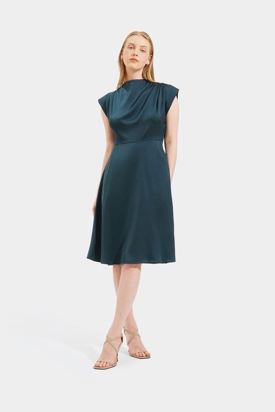 Satin Cowl Neck Dress