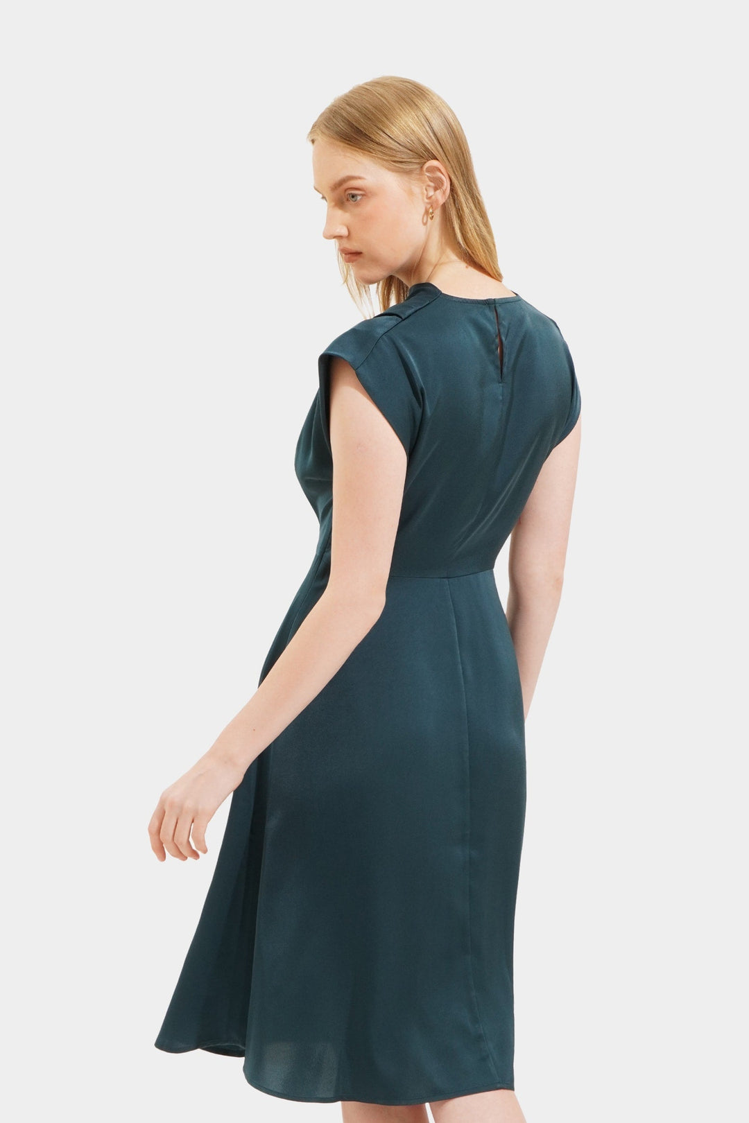 dark green satin cowl neck dress Satin Cowl Neck Dress – ForMe