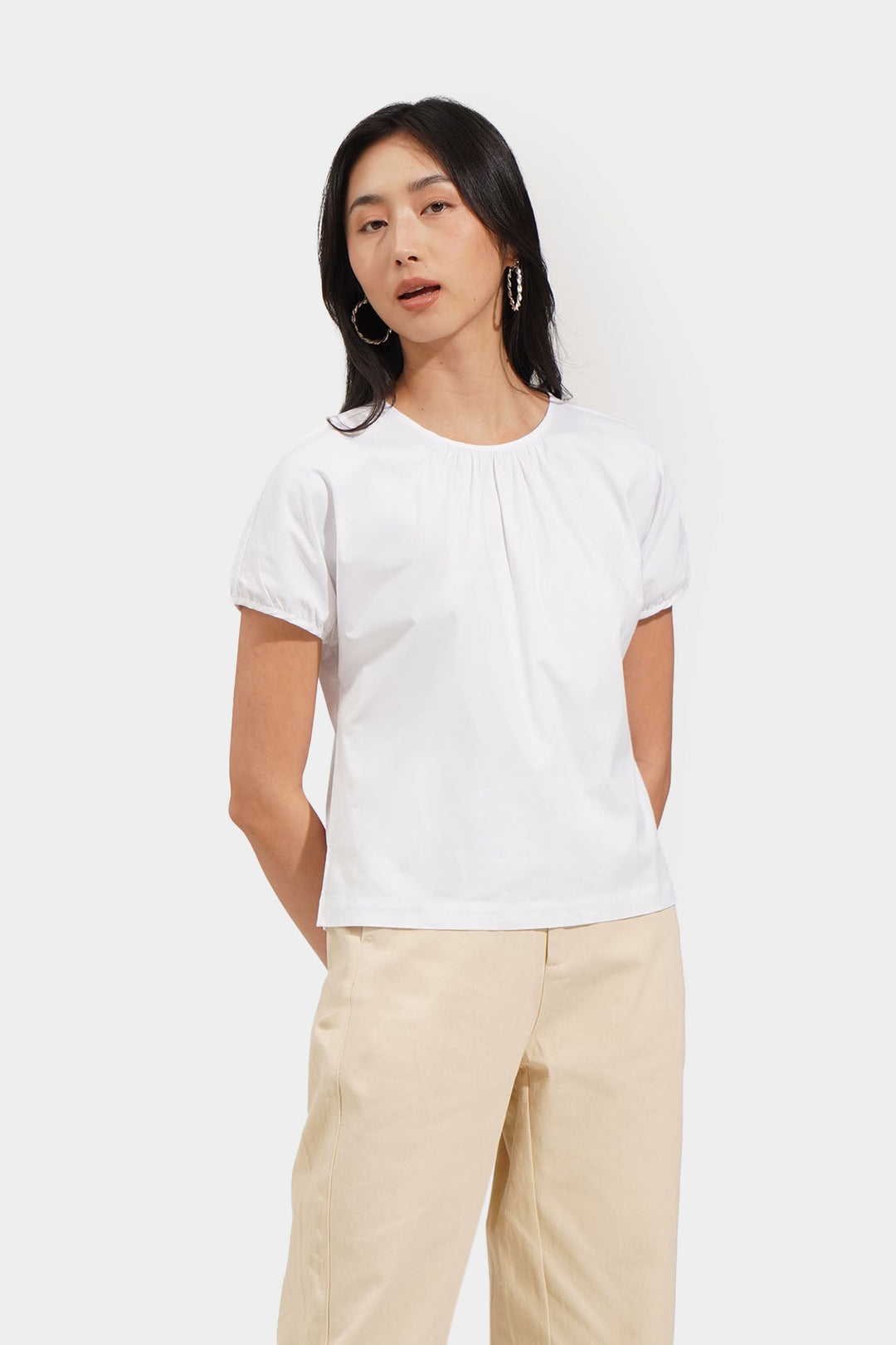 Shirred Puff Sleeves Top