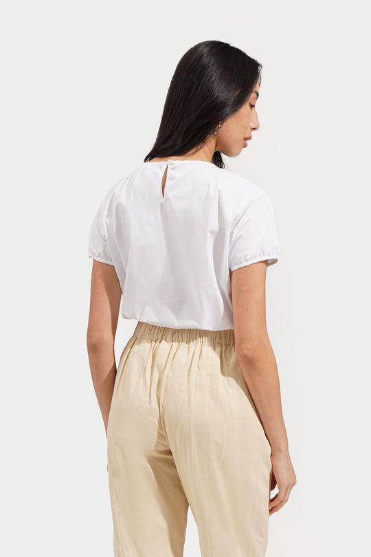 Shirred Puff Sleeves Top