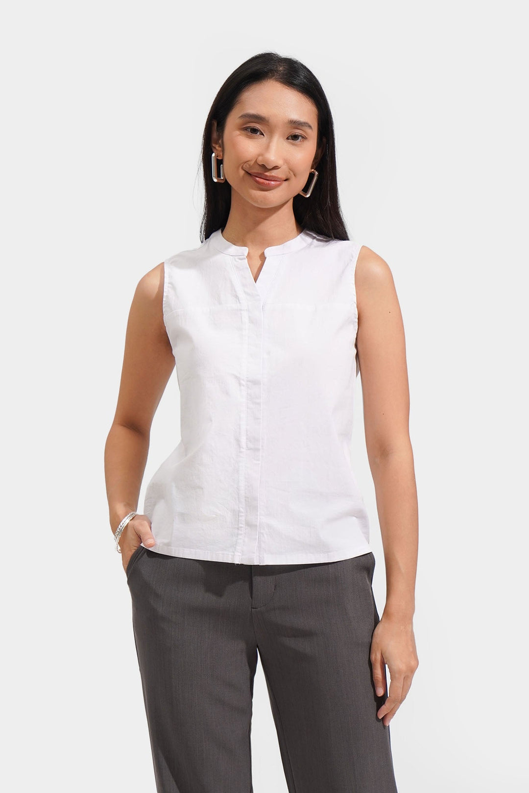 Split Neck Sleeveless Top