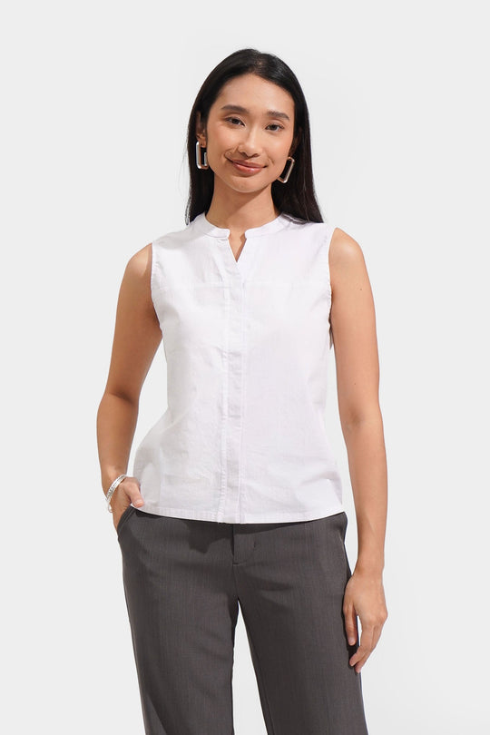 Split Neck Sleeveless Top