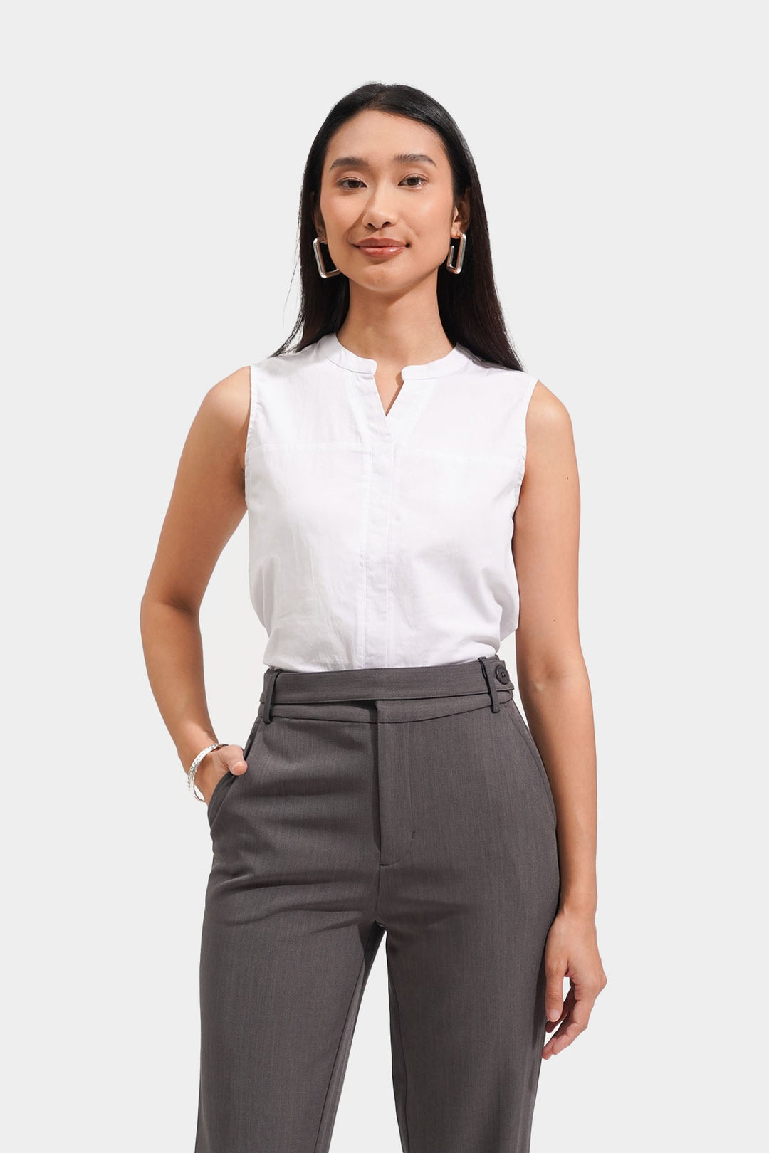 Split Neck Sleeveless Top