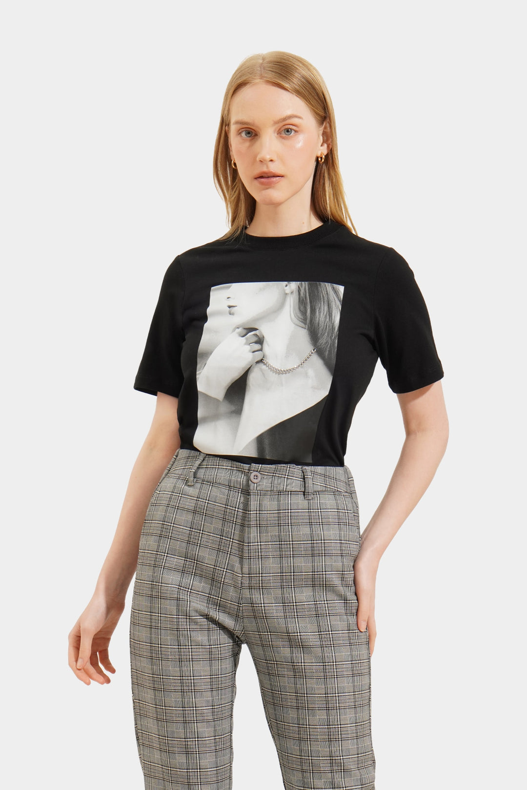 Woman with Necklace Graphic Tee