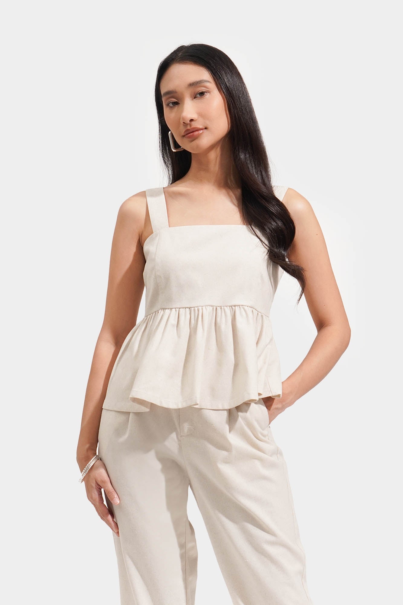 beige peplum top
