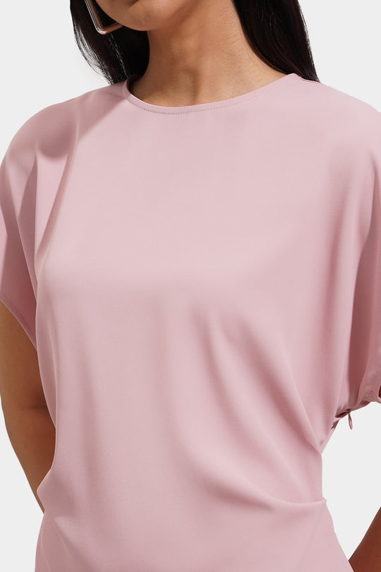 Extended Sleeve Dress with Side Pleating Detail
