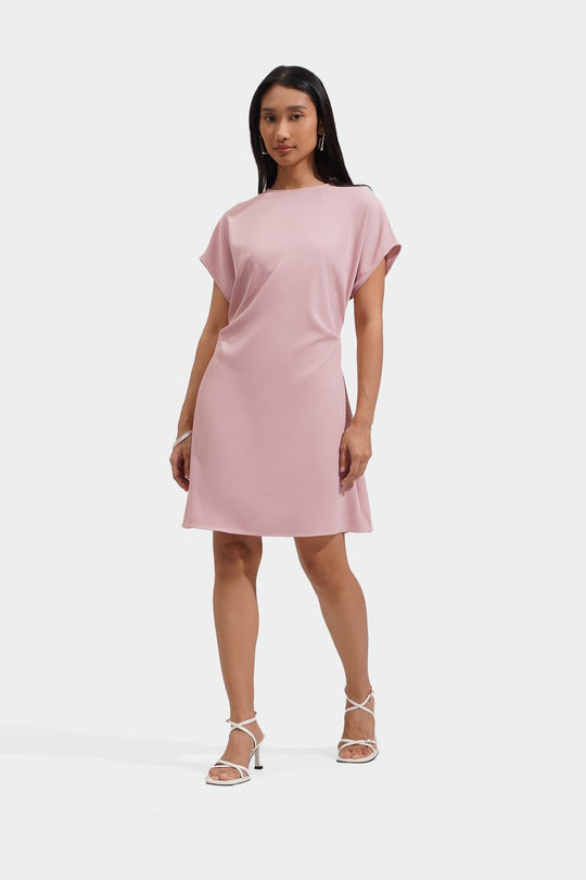 Extended Sleeve Dress with Side Pleating Detail