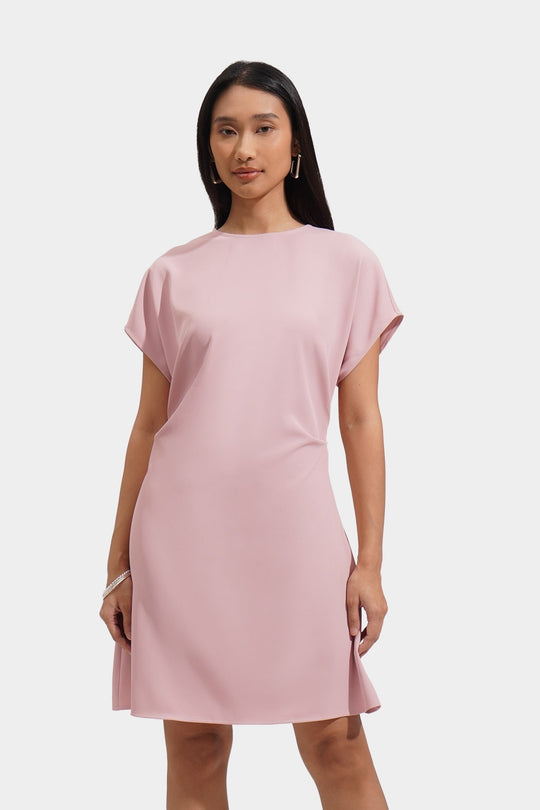 Extended Sleeve Dress with Side Pleating Detail