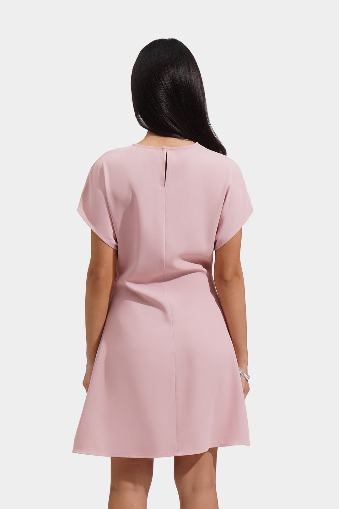 Extended Sleeve Dress with Side Pleating Detail