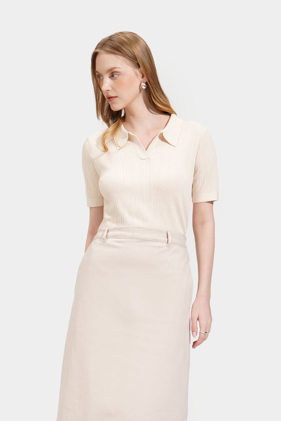 Knitted Button Down Collared Tee