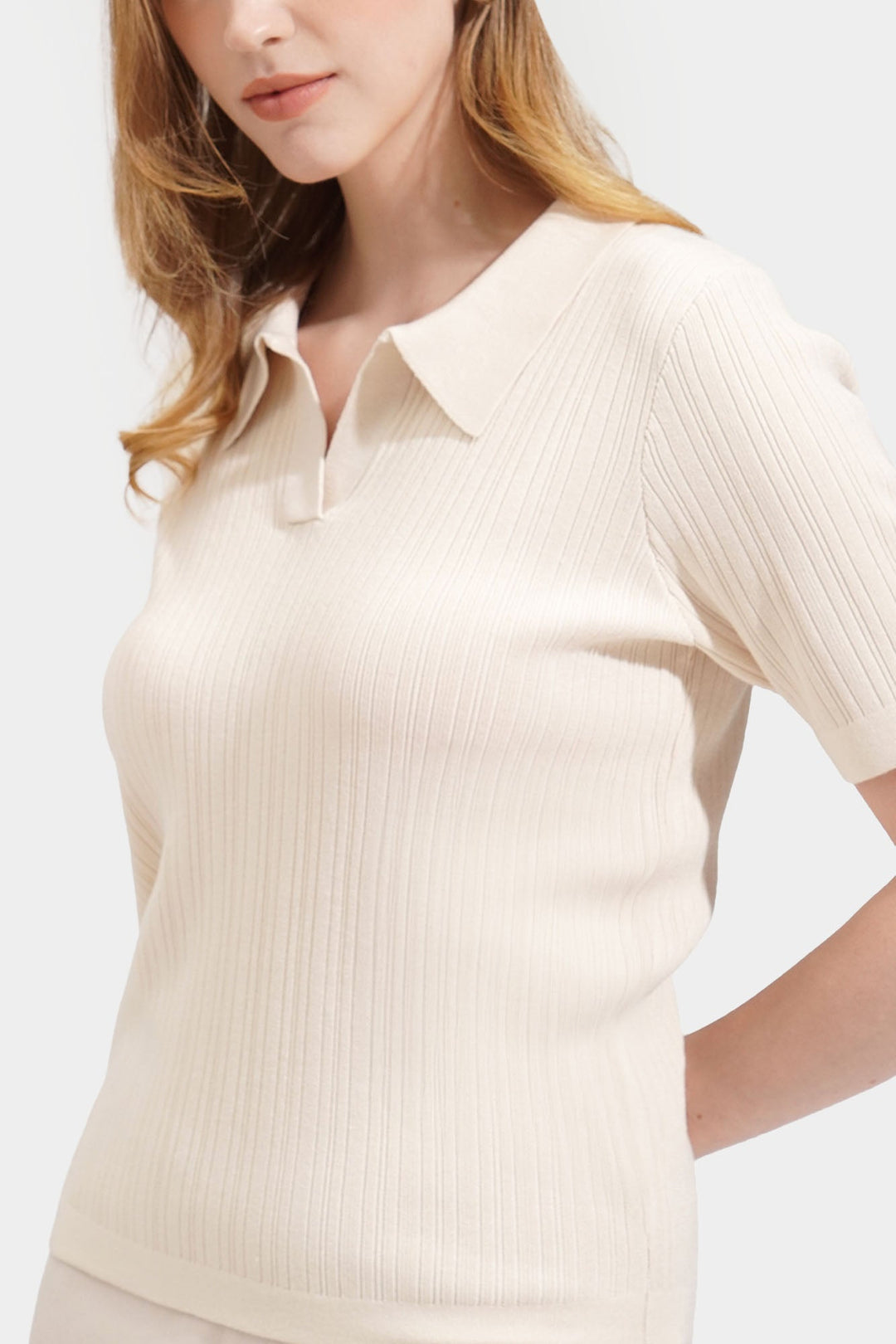 Knitted Button Down Collared Tee