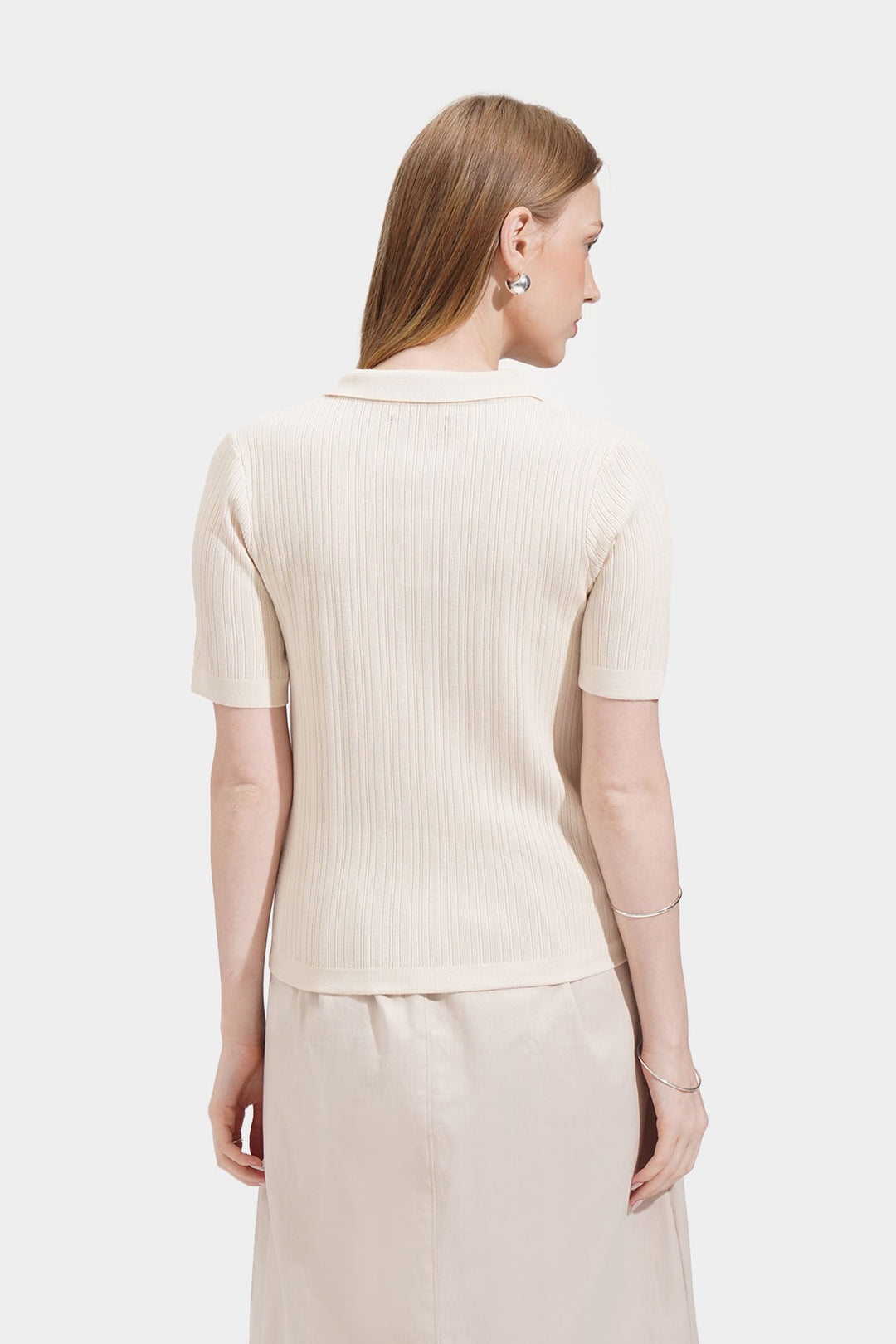 Knitted Button Down Collared Tee