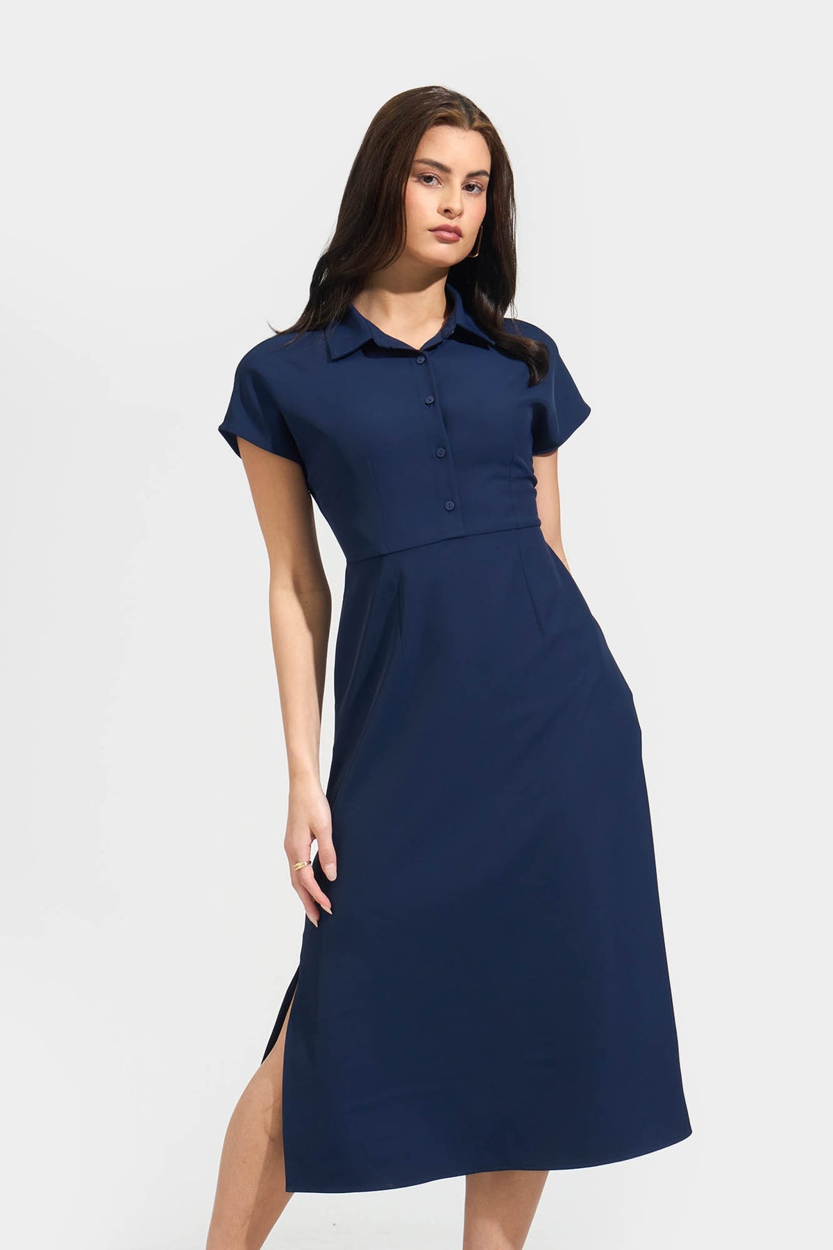 Extended Sleeves Button Down Midi Dress ForMe Extended Sleeves Button Down Midi Dress ForMe