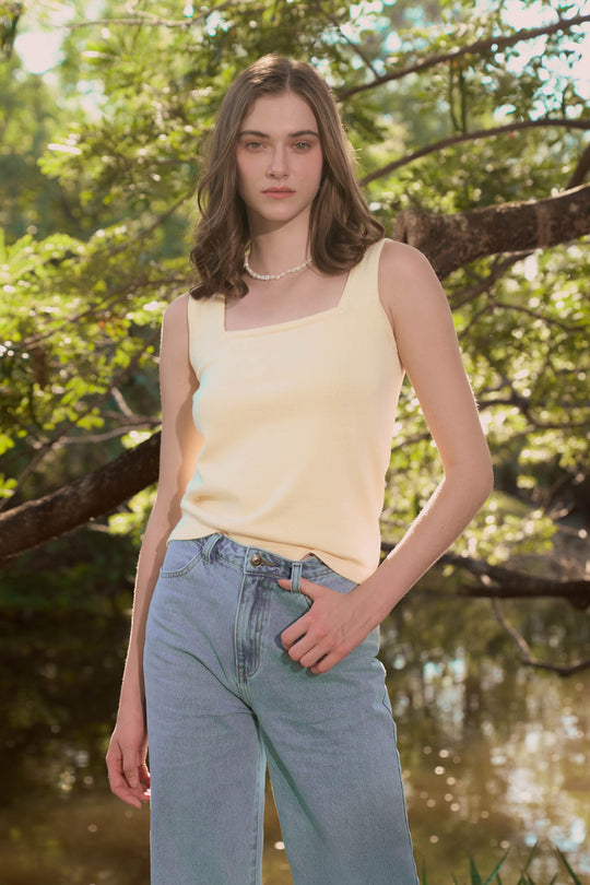 Knitted Square Neck Tank Top
