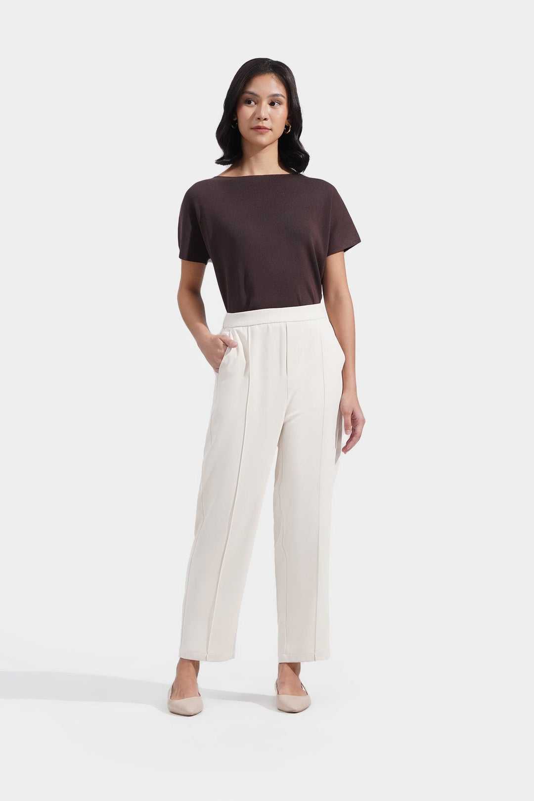 Fine Line: Tapered Pull Up Trousers with Pintuck Detail