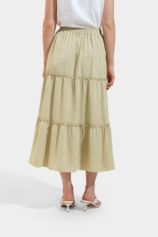 Textured Tiered Maxi Skirt