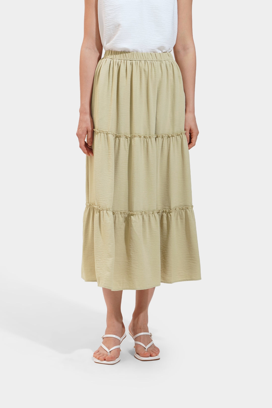 Textured Tiered Maxi Skirt