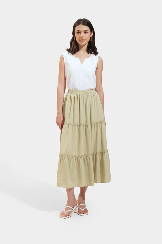 Textured Tiered Maxi Skirt