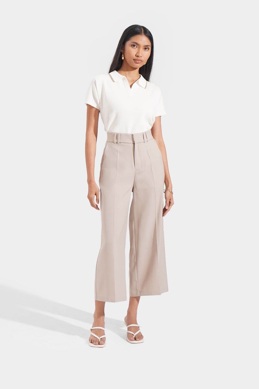 Fine Line: Cropped Straight Trousers