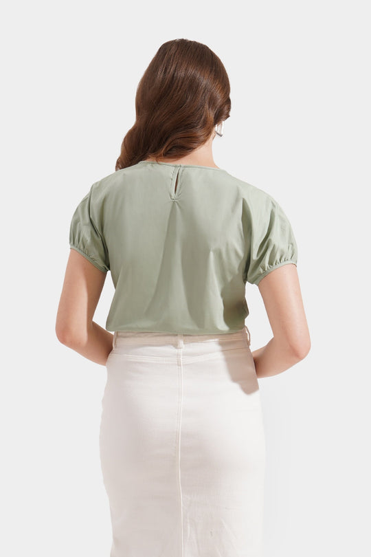 Shirred Puff Sleeves Top