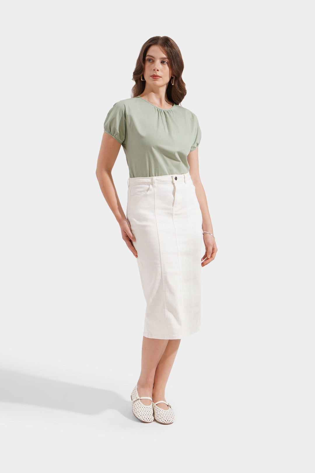 Shirred Puff Sleeves Top