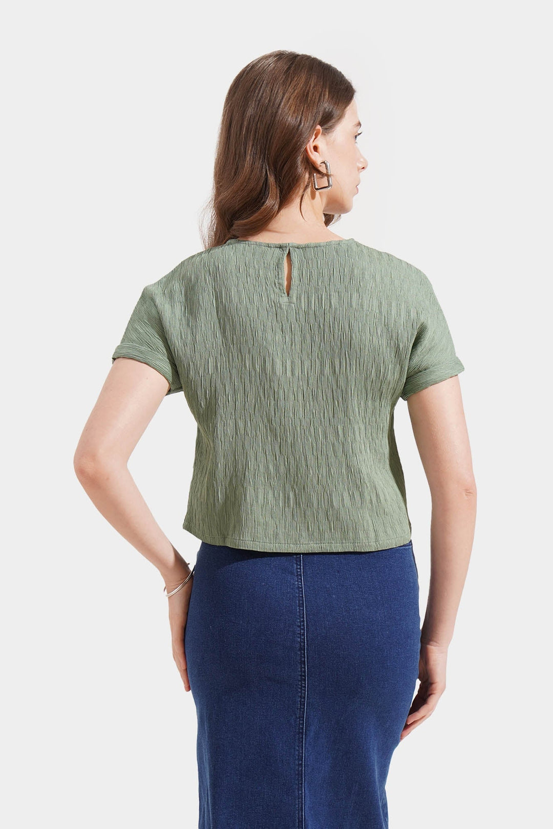 Extended Sleeves Textured Blouse