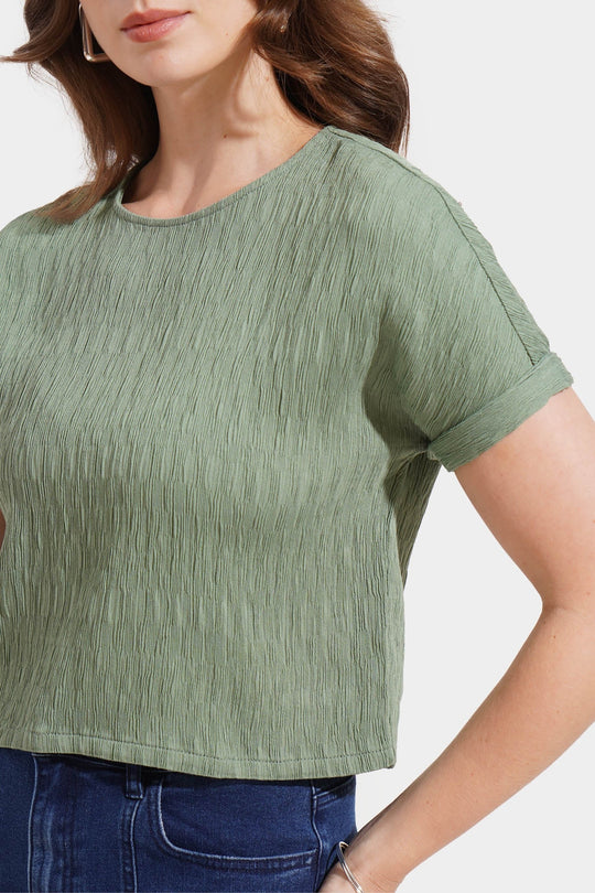 Extended Sleeves Textured Blouse