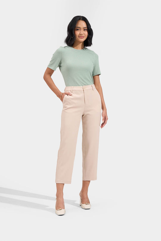 Ribbed Elbow Length Sleeves Tee